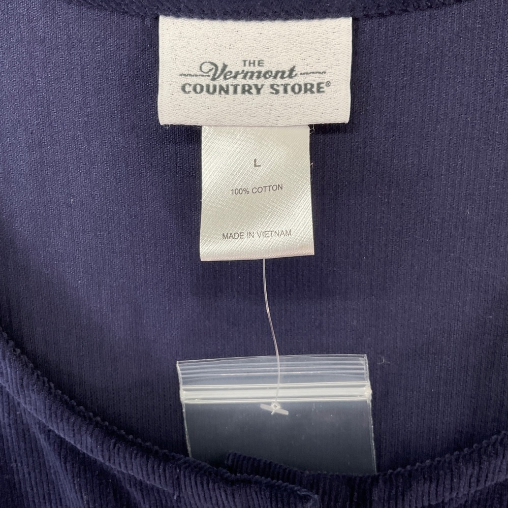 Vermont Country Store Corduroy Jumper Dress Womens L Navy Blue Excellent Button - Picture 2 of 7
